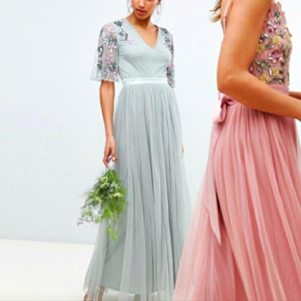 Beaded v neck gown